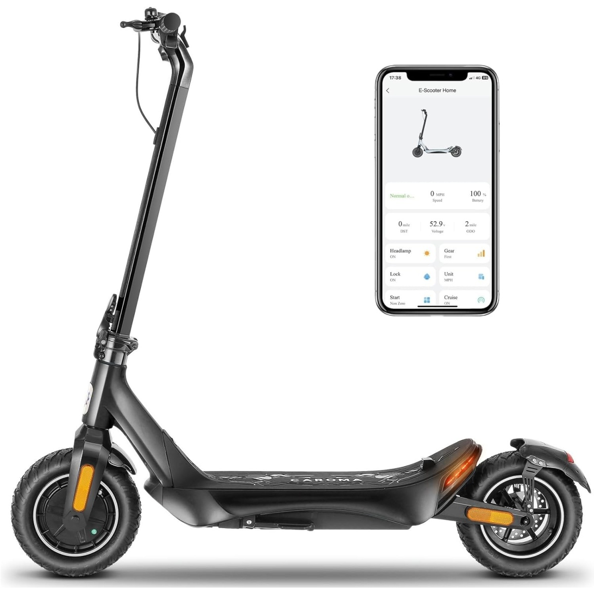 Caroma Electric Scooter for Adults, 800W Motor Up to 25 MPH & 25 Miles, APP Control, 10